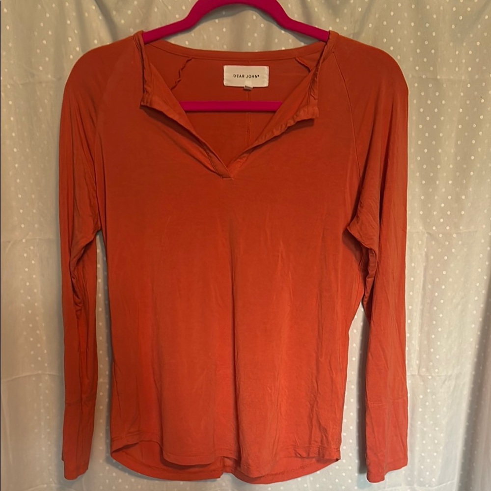 Dear John Orange Polo Tunic Blouse